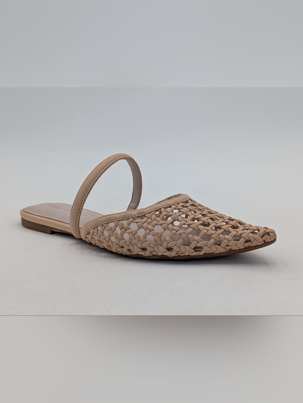 Yosi Samra Justine Sz 9 Pointed Toe Handwoven Leather Mule Flat Sandal Tan - Picture 5 of 16